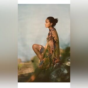 GUC Anthropologie Corey Lynn Calter Sonia Tunic Dress Tropical Palm Print Medium